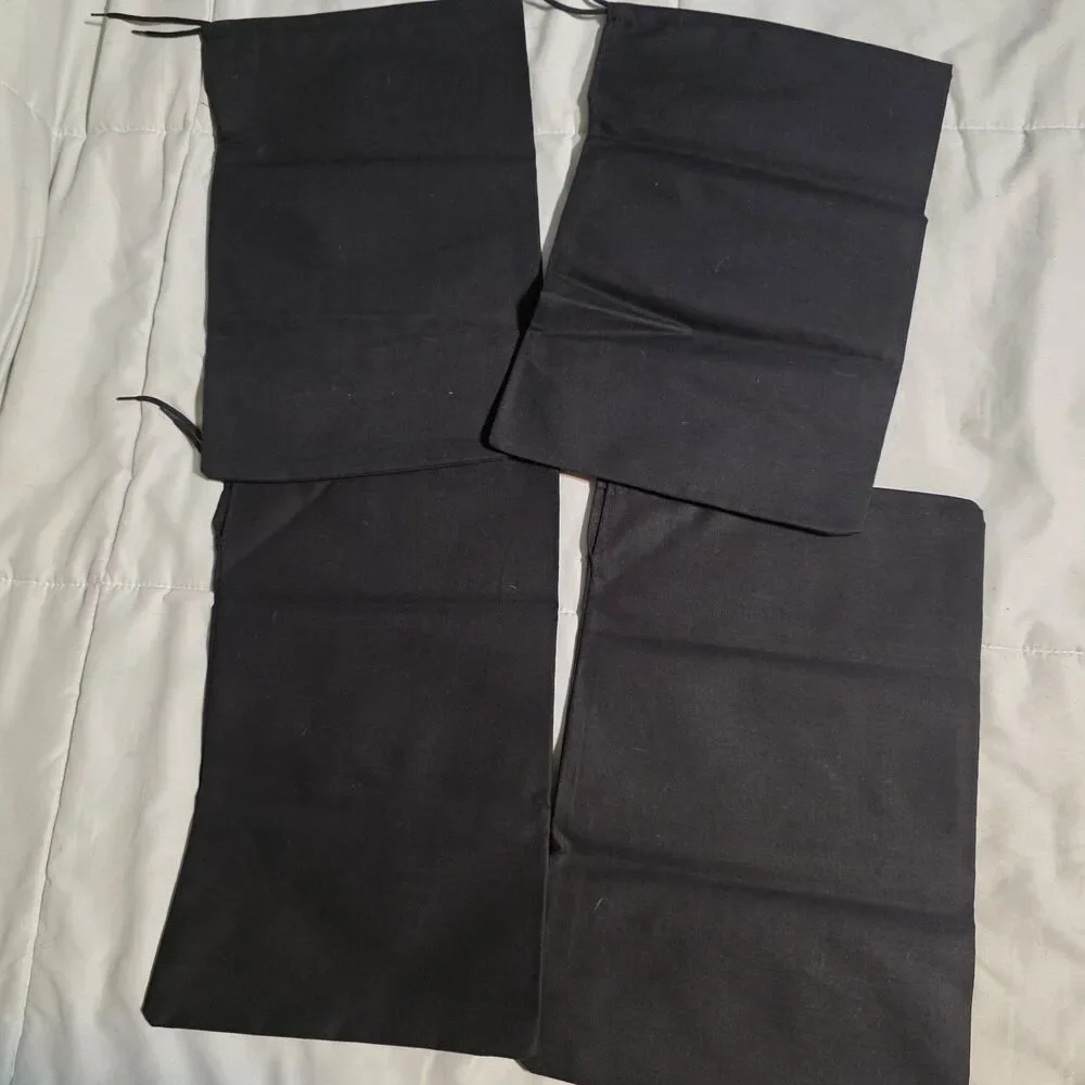 Authentic CHANEL Dust Bag Covers with Drawstrings Black Size 13X9.5 in Set Of 4
